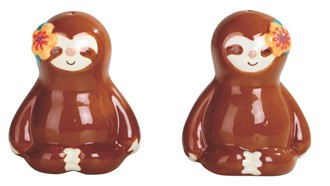 Sloth 65050 Ceramic Salt and Pepper Shaker Set 3" H